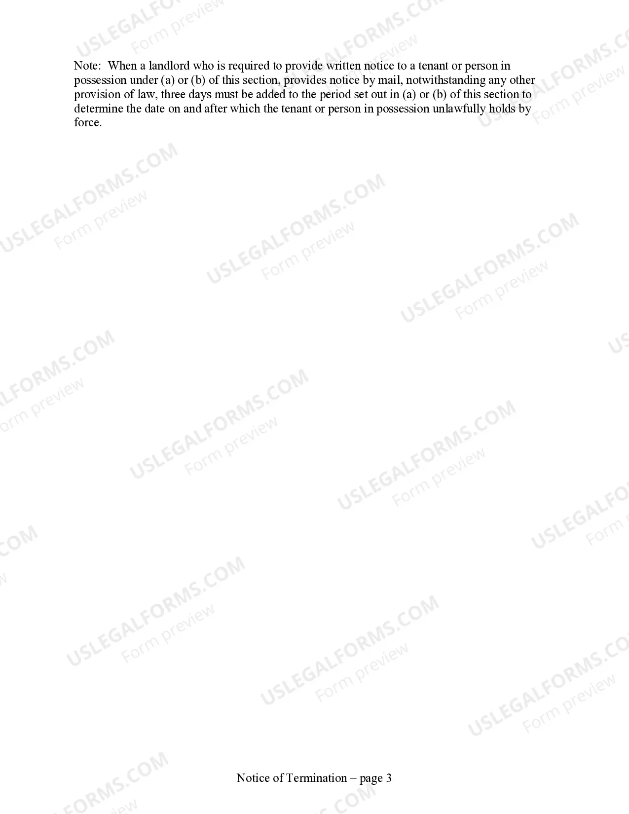 Preview 30 Day Notice to Terminate Month-to-Month Lease for Residential from Landlord to Tenant