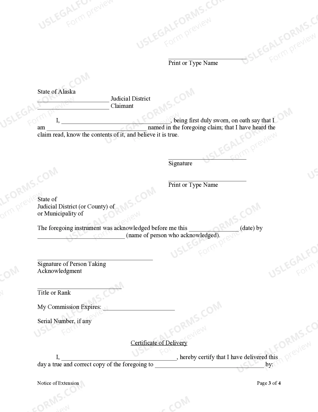 Preview Notice of Extension - Individual