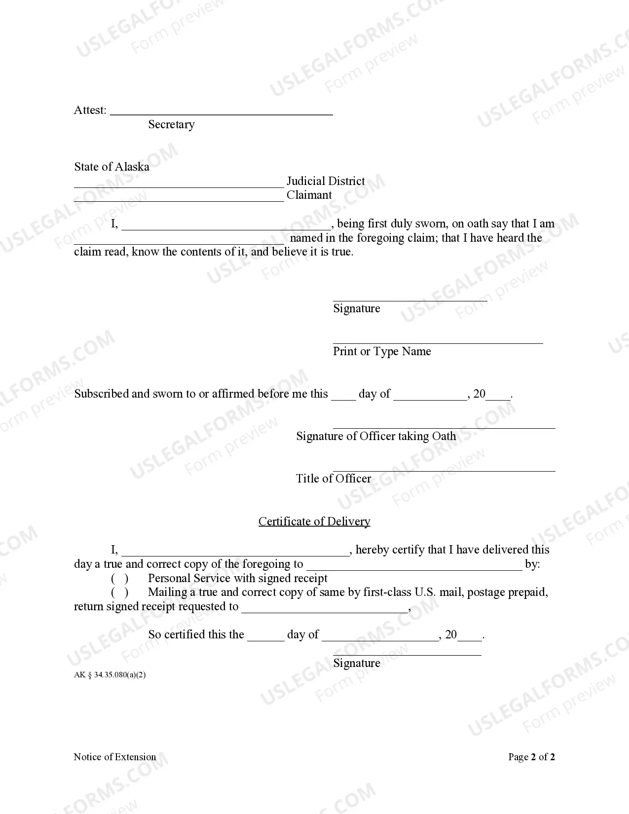 Preview Notice of Extension - Corporation