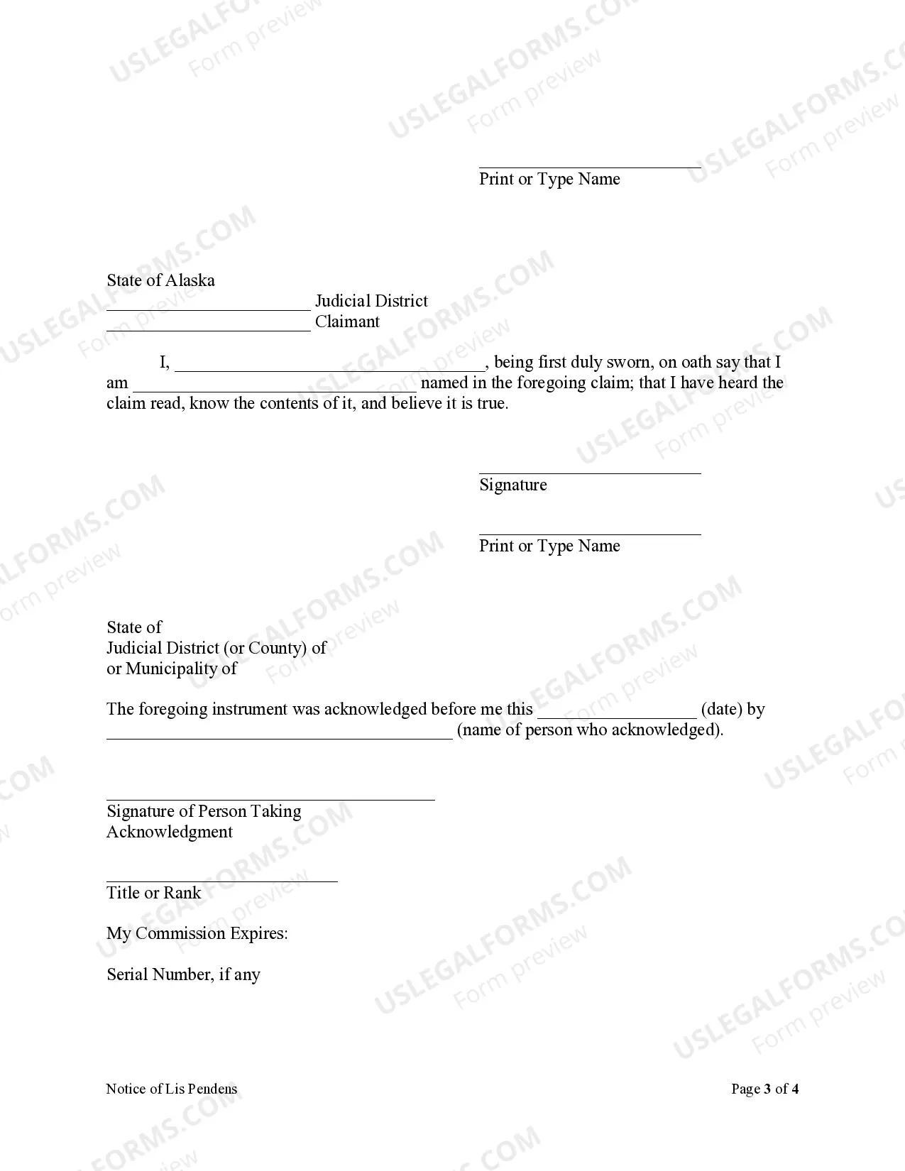 Preview Notice of Lis Pendens - Individual