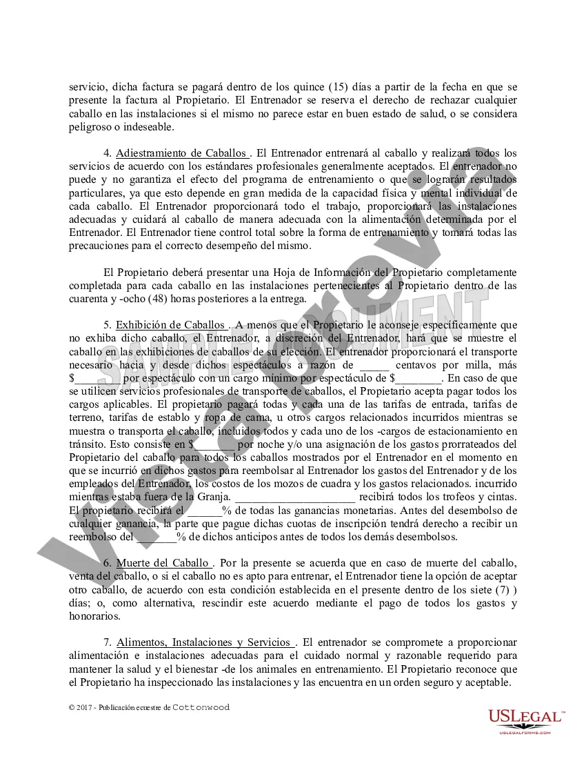 Preview Contrato de Entrenamiento - Caballo Equino Formas