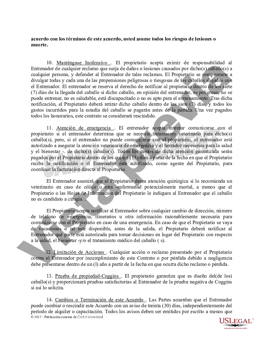 Preview Contrato de Entrenamiento - Caballo Equino Formas