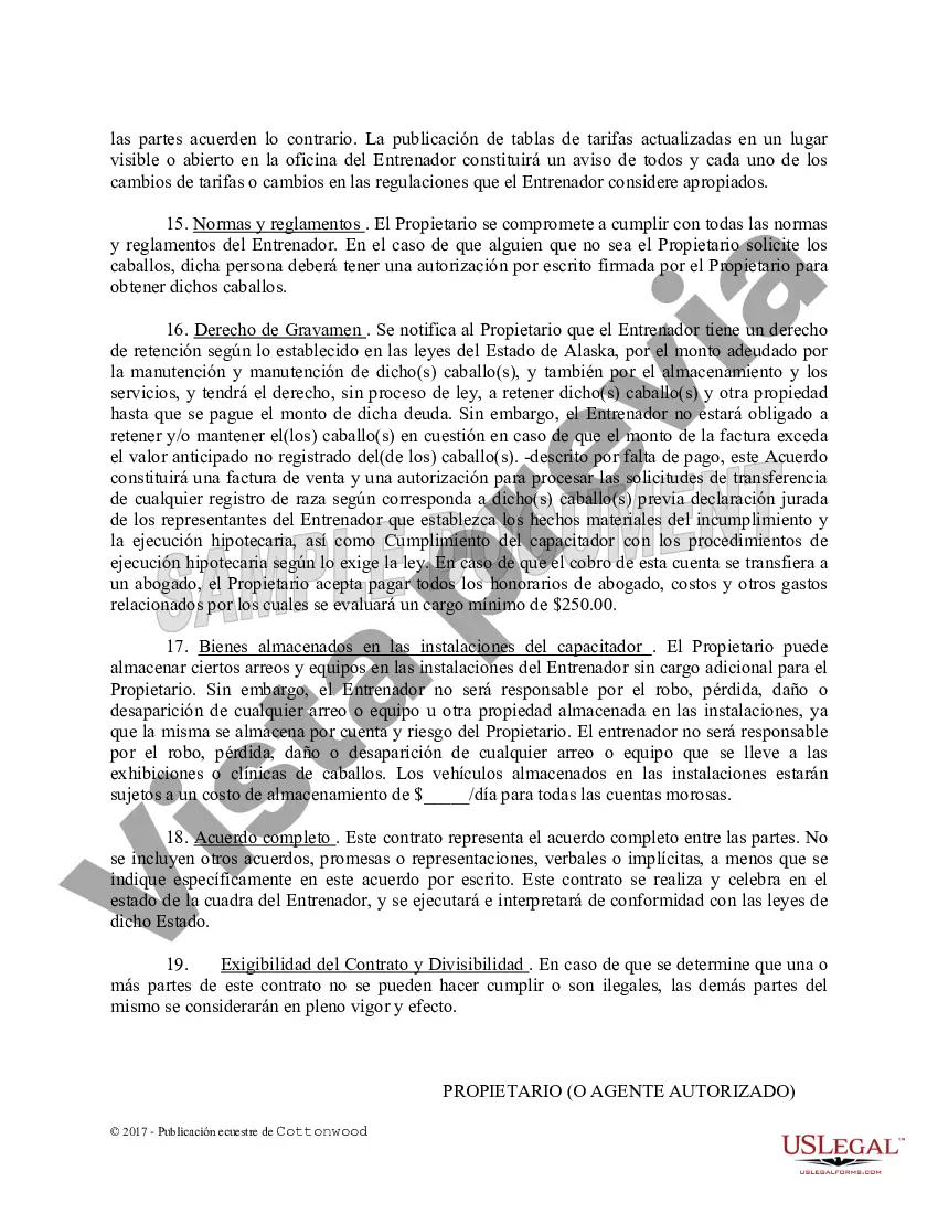 Preview Contrato de Entrenamiento - Caballo Equino Formas