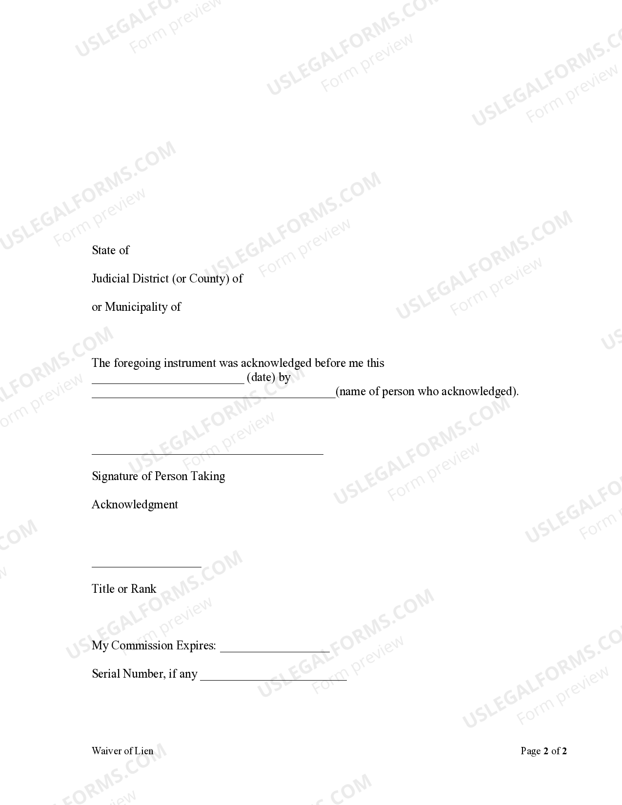 Alaska Lien Waiver Form Pdf US Legal Forms