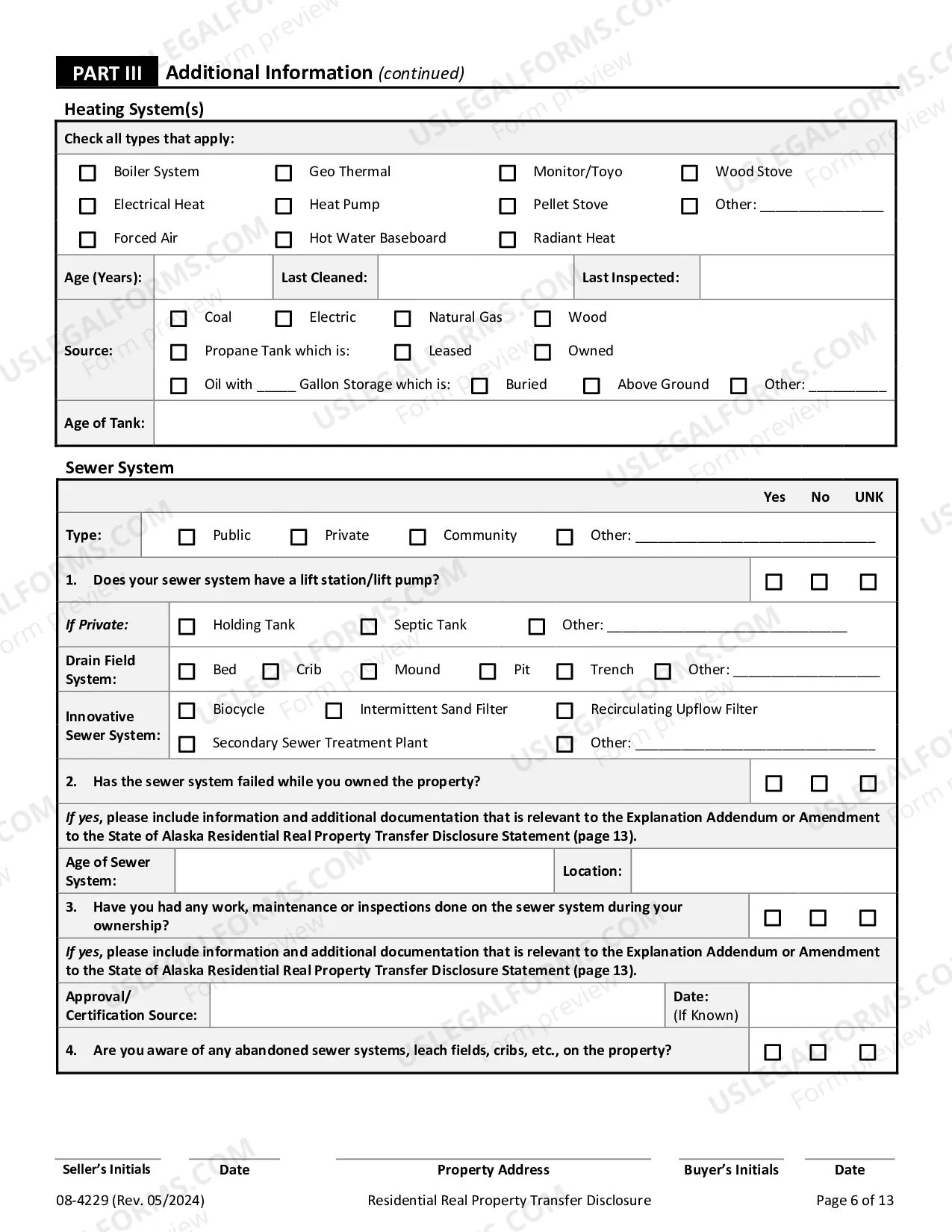 Preview Residential Real Estate Sales Disclosure Statement