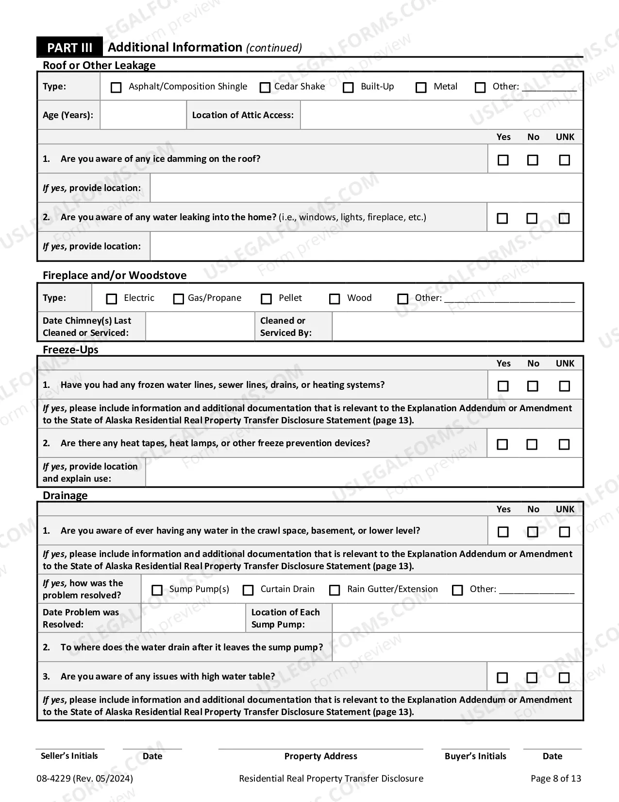 Preview Residential Real Estate Sales Disclosure Statement