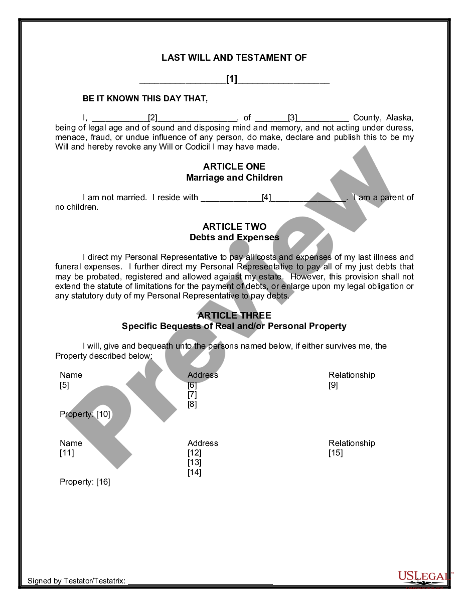 page 5 Mutual Wills containing Last Will and Testaments for Unmarried Persons living together not Married with No Children preview