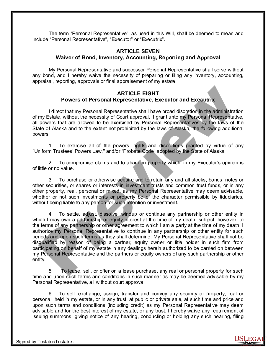 page 7 Mutual Wills containing Last Will and Testaments for Unmarried Persons living together not Married with No Children preview