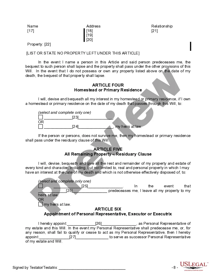 Preview Mutual Wills containing Last Will and Testaments for Man and Woman living together not Married with No Children