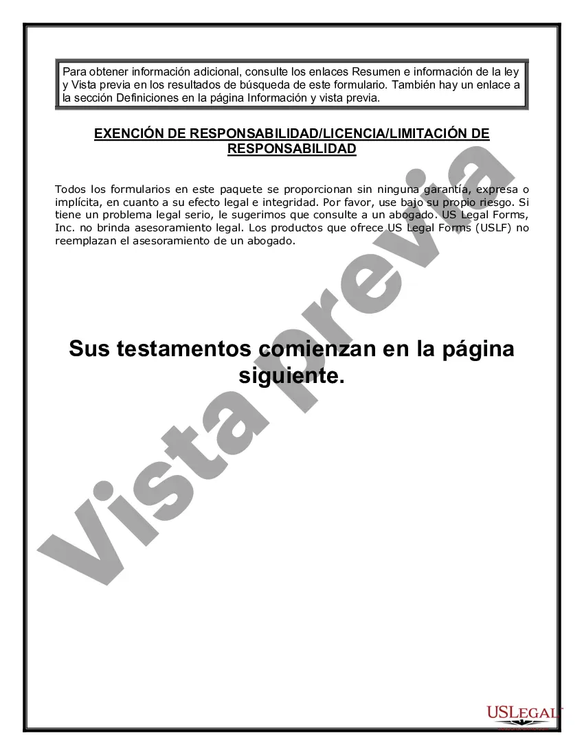 Preview Paquete de testamentos mutuos de últimas voluntades y testamentos para personas solteras que viven juntas no casadas con hijos adultos