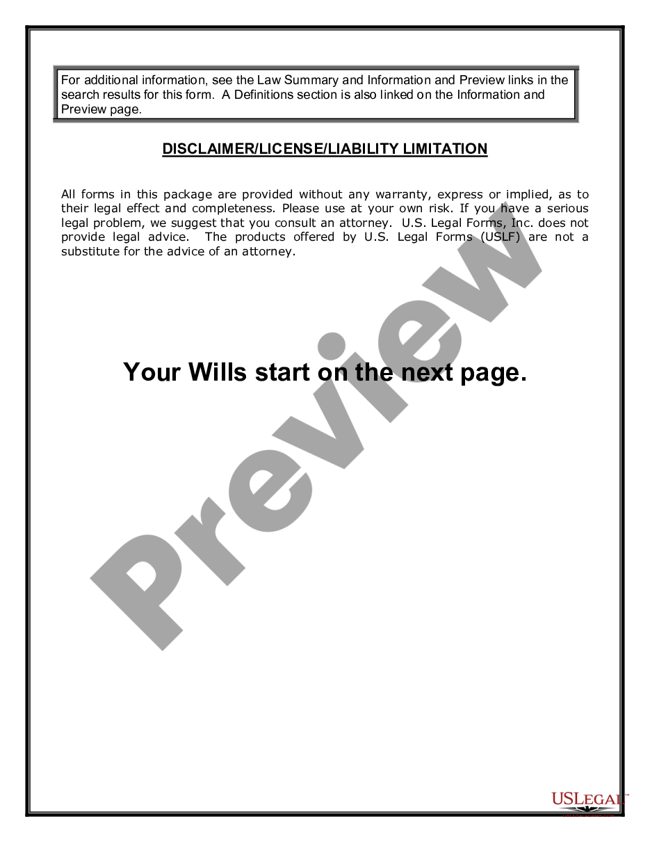 form Mutual Wills Package of Last Wills and Testaments for Unmarried Persons living together not Married with Adult Children preview