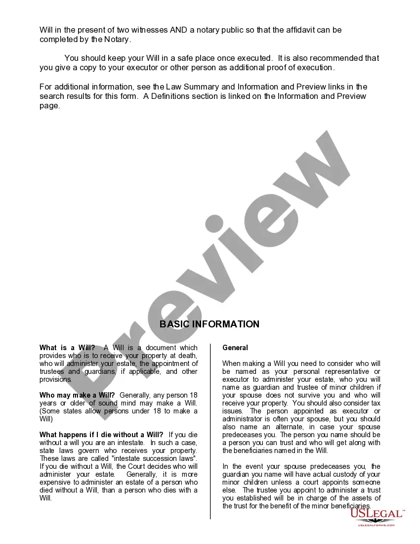 Preview Mutual Wills Package of Last Wills and Testaments for Man and Woman living together not Married with Adult Children