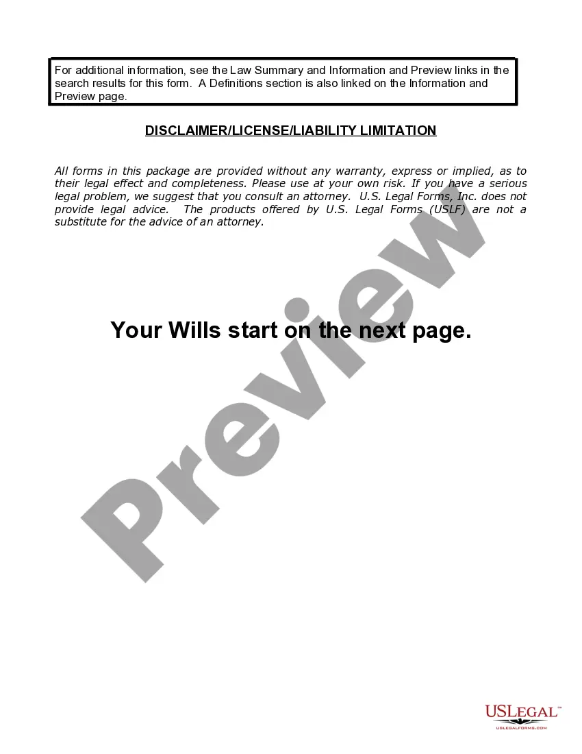 Preview Mutual Wills Package of Last Wills and Testaments for Man and Woman living together not Married with Adult Children