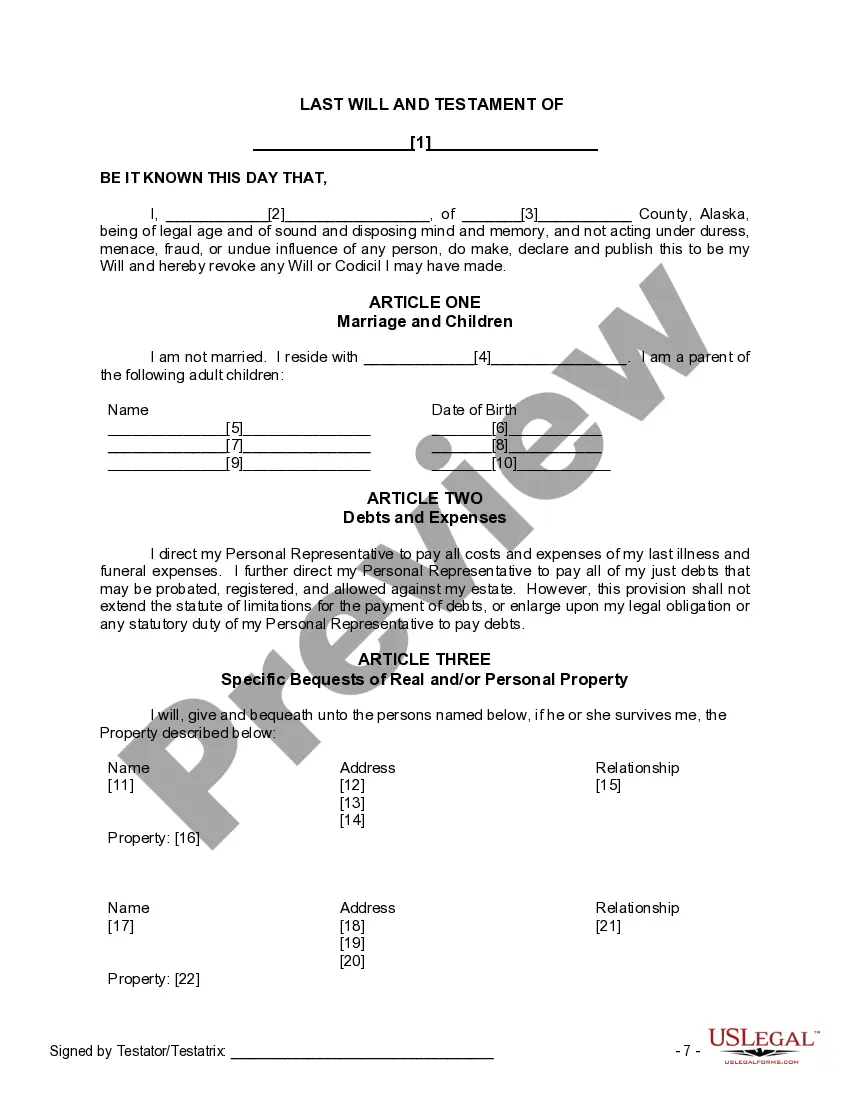 Preview Mutual Wills Package of Last Wills and Testaments for Man and Woman living together not Married with Adult Children