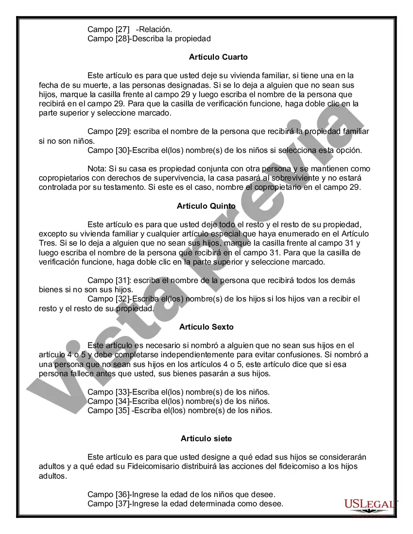 Preview Testamentos Mutuos o Últimas Voluntades y Testamentos para Personas Solteras que viven juntas, no Casadas con Hijos Menores