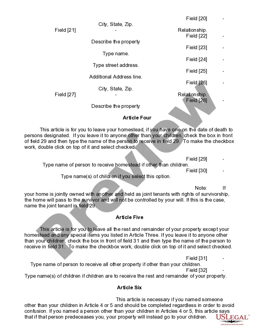 Preview Mutual Wills or Last Will and Testaments for Man and Woman living together, not Married with Minor Children