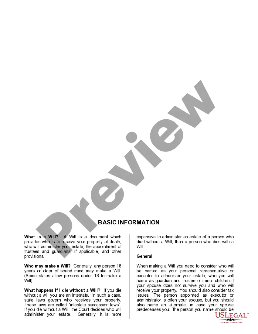 Preview Mutual Wills or Last Will and Testaments for Man and Woman living together, not Married with Minor Children