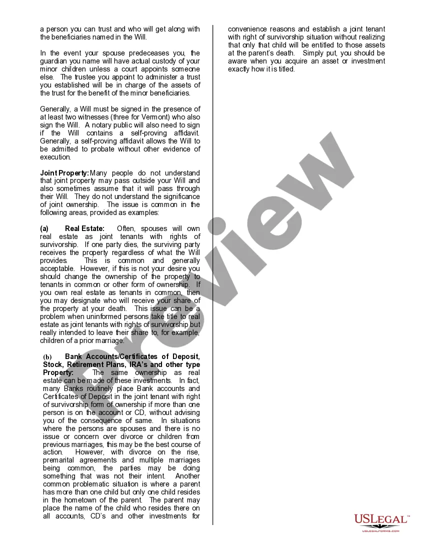 Preview Mutual Wills or Last Will and Testaments for Man and Woman living together, not Married with Minor Children