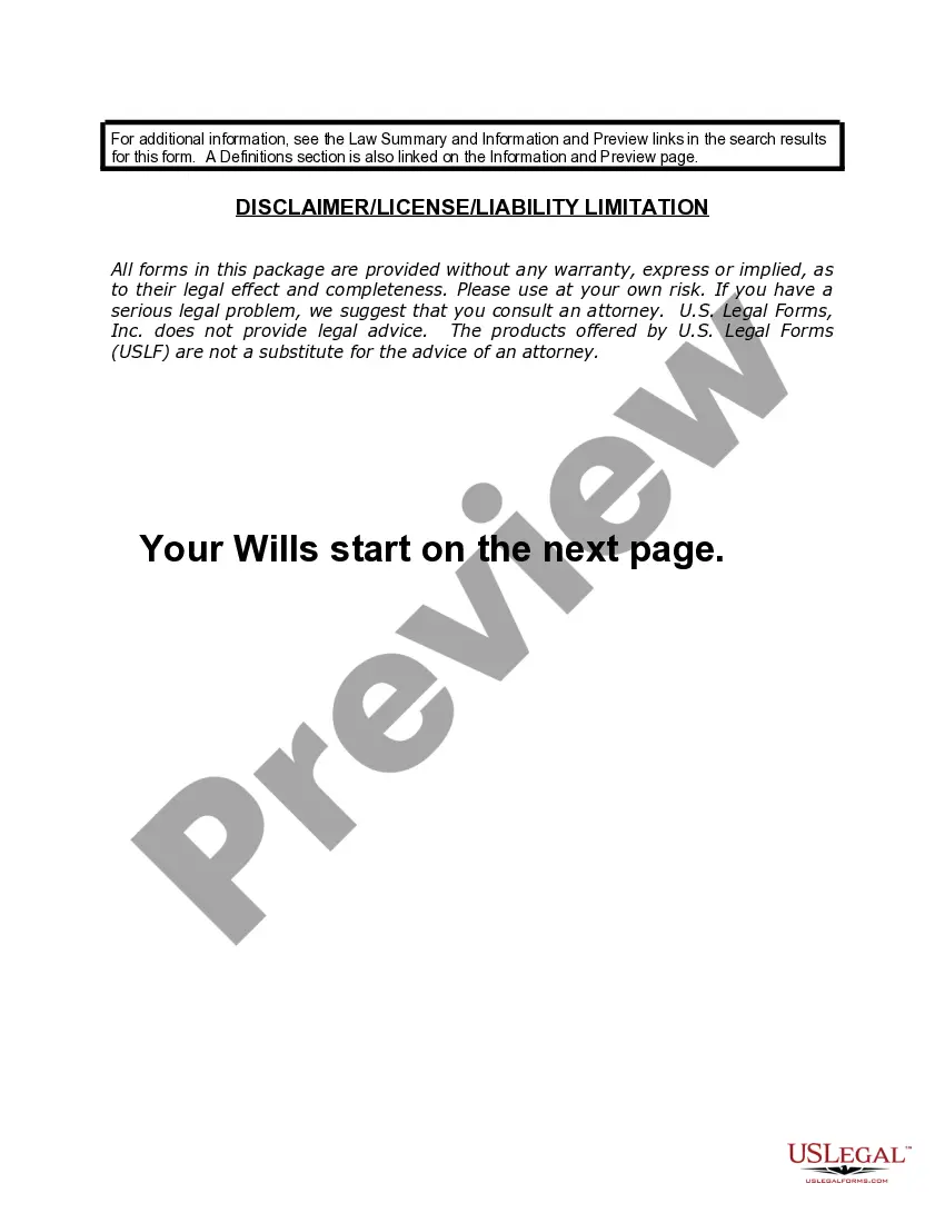 Preview Mutual Wills or Last Will and Testaments for Man and Woman living together, not Married with Minor Children