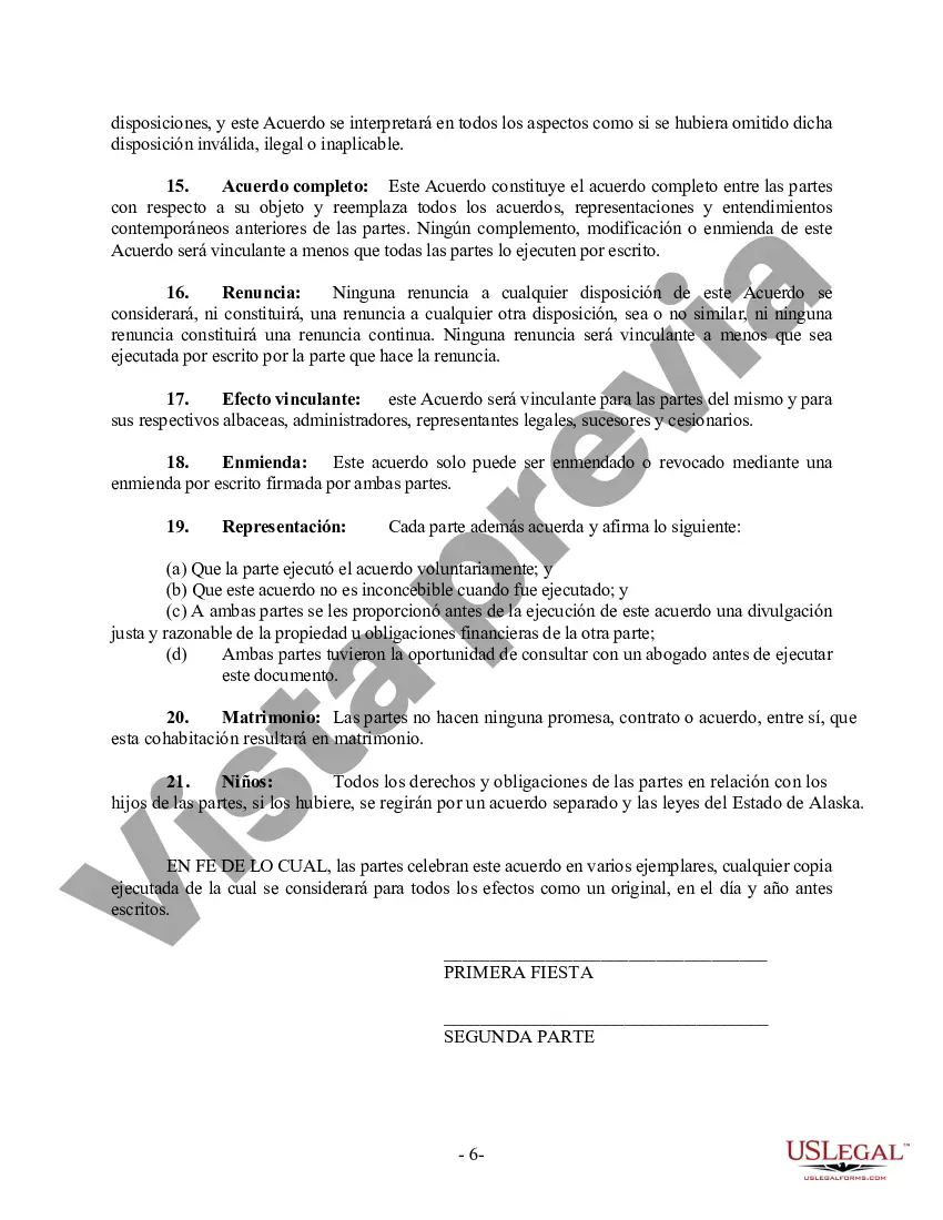 Preview Acuerdo de convivencia no marital de convivencia