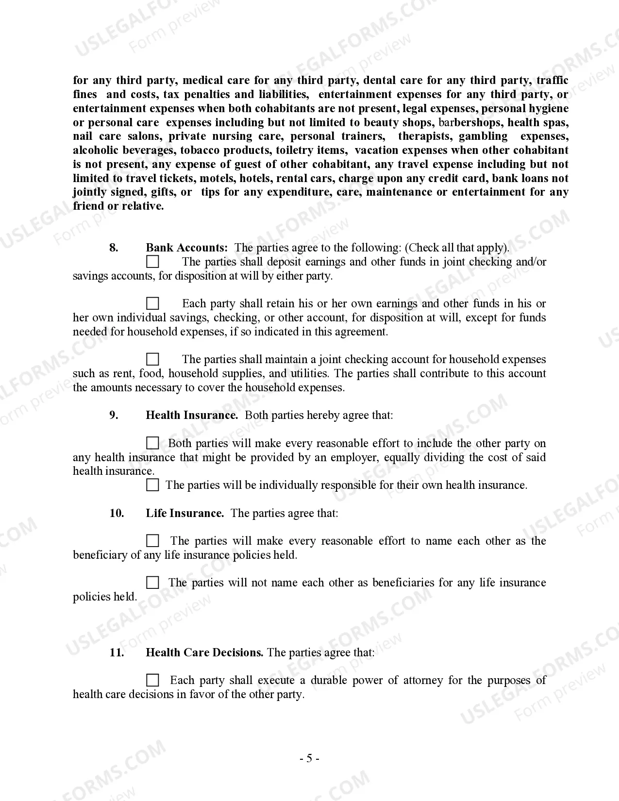 Preview Non-Marital Cohabitation Living Together Agreement