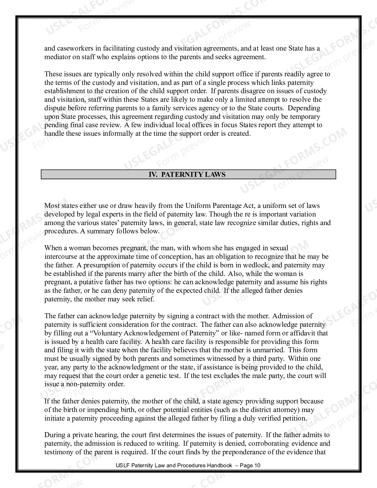 Preview Paternity Law and Procedure Handbook