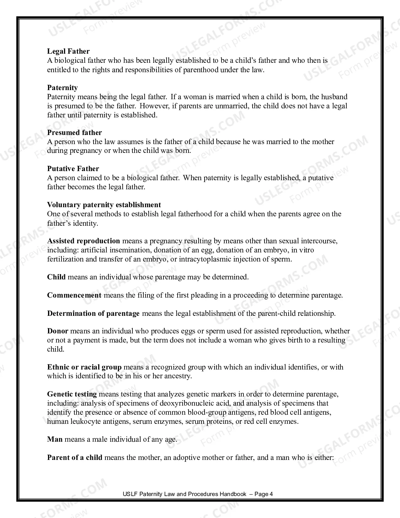 Preview Paternity Law and Procedure Handbook