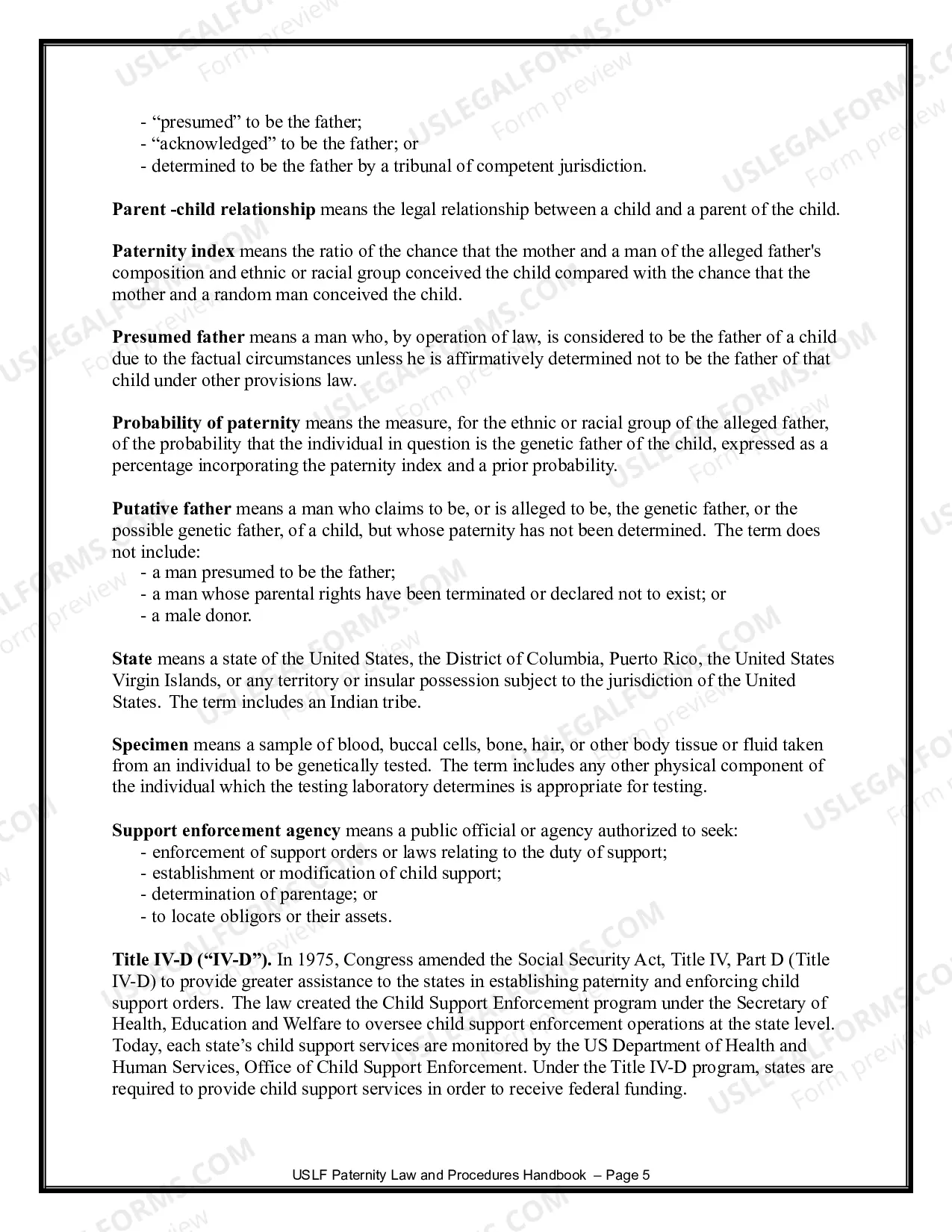 Preview Paternity Law and Procedure Handbook