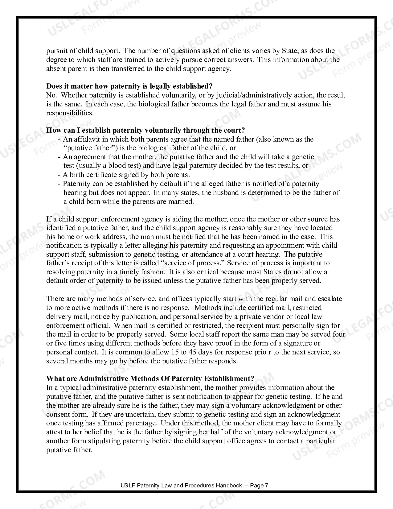 Preview Paternity Law and Procedure Handbook