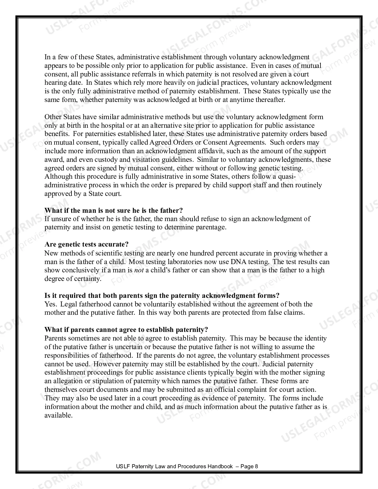 Preview Paternity Law and Procedure Handbook