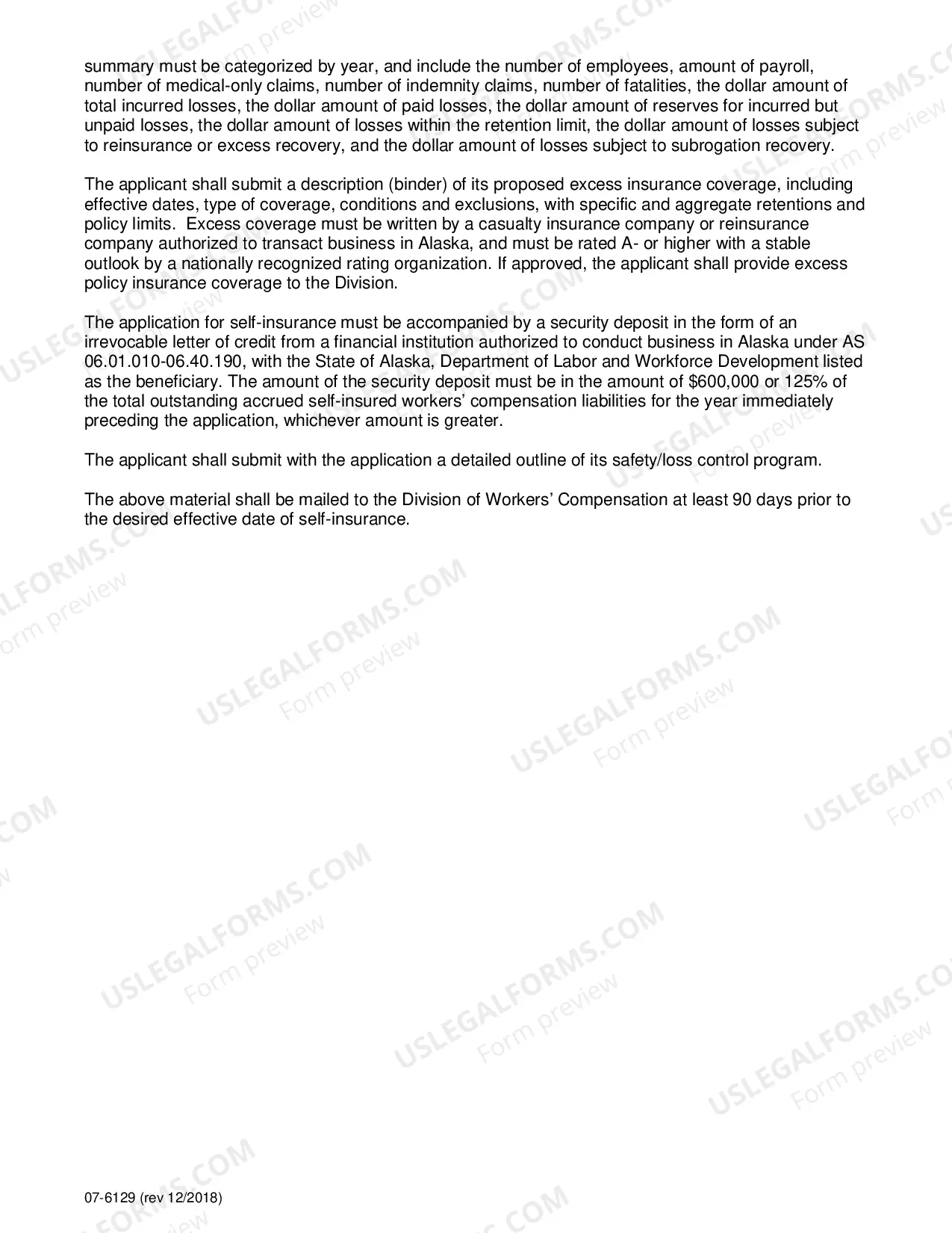 Preview Application for Certificate of Self-Insurance