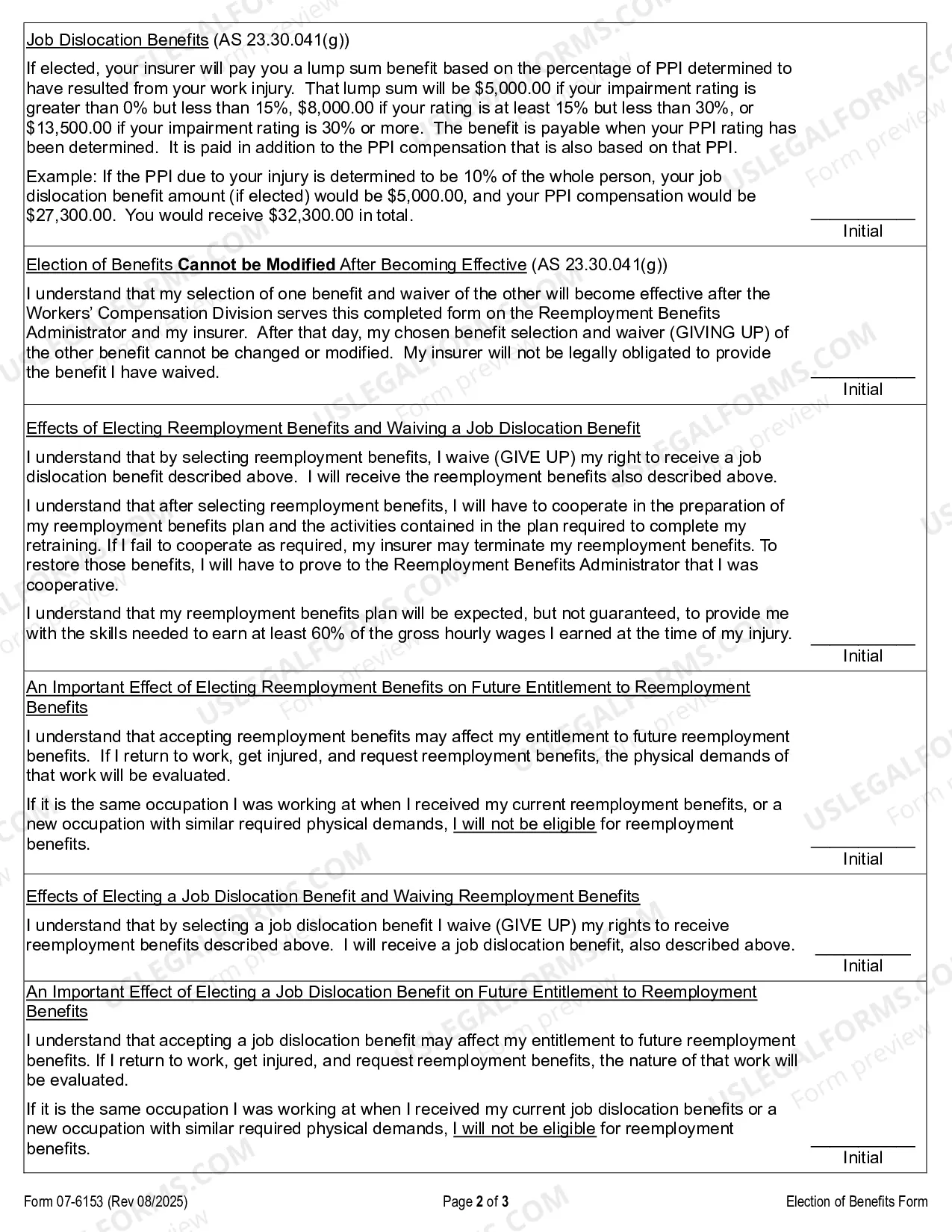 Preview Reemployment, Election to Either Receive Reemployment Benefits OR Waive Reemployment Benefits and Receive a Job Dislocation Benefit Instead