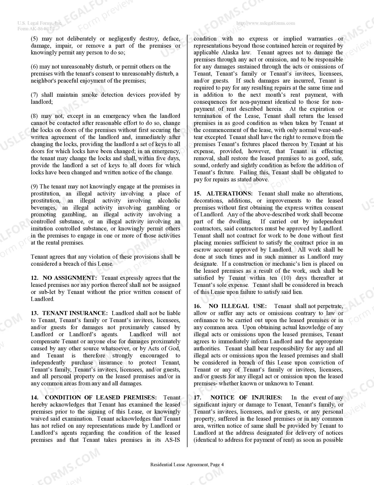 Preview Residential Lease or Rental Agreement for Month to Month