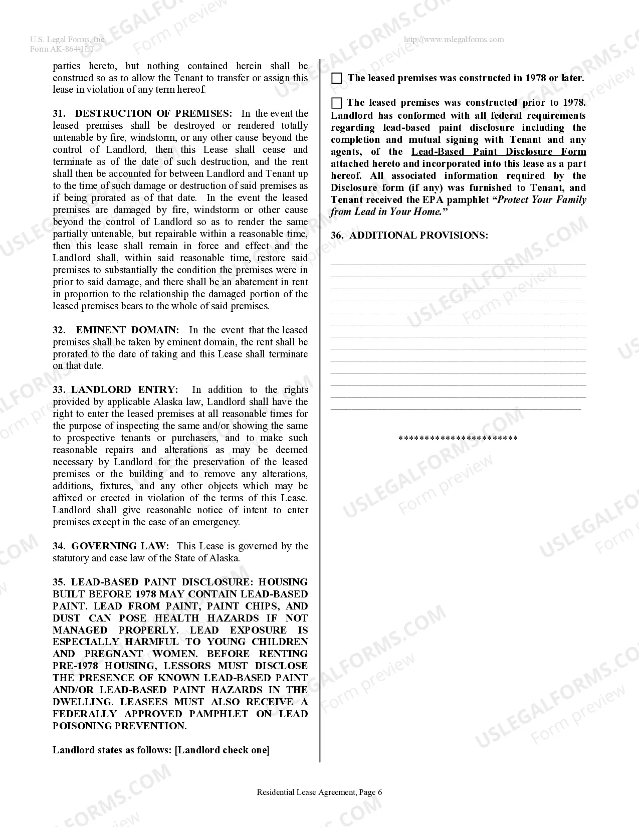 Preview Residential Lease or Rental Agreement for Month to Month