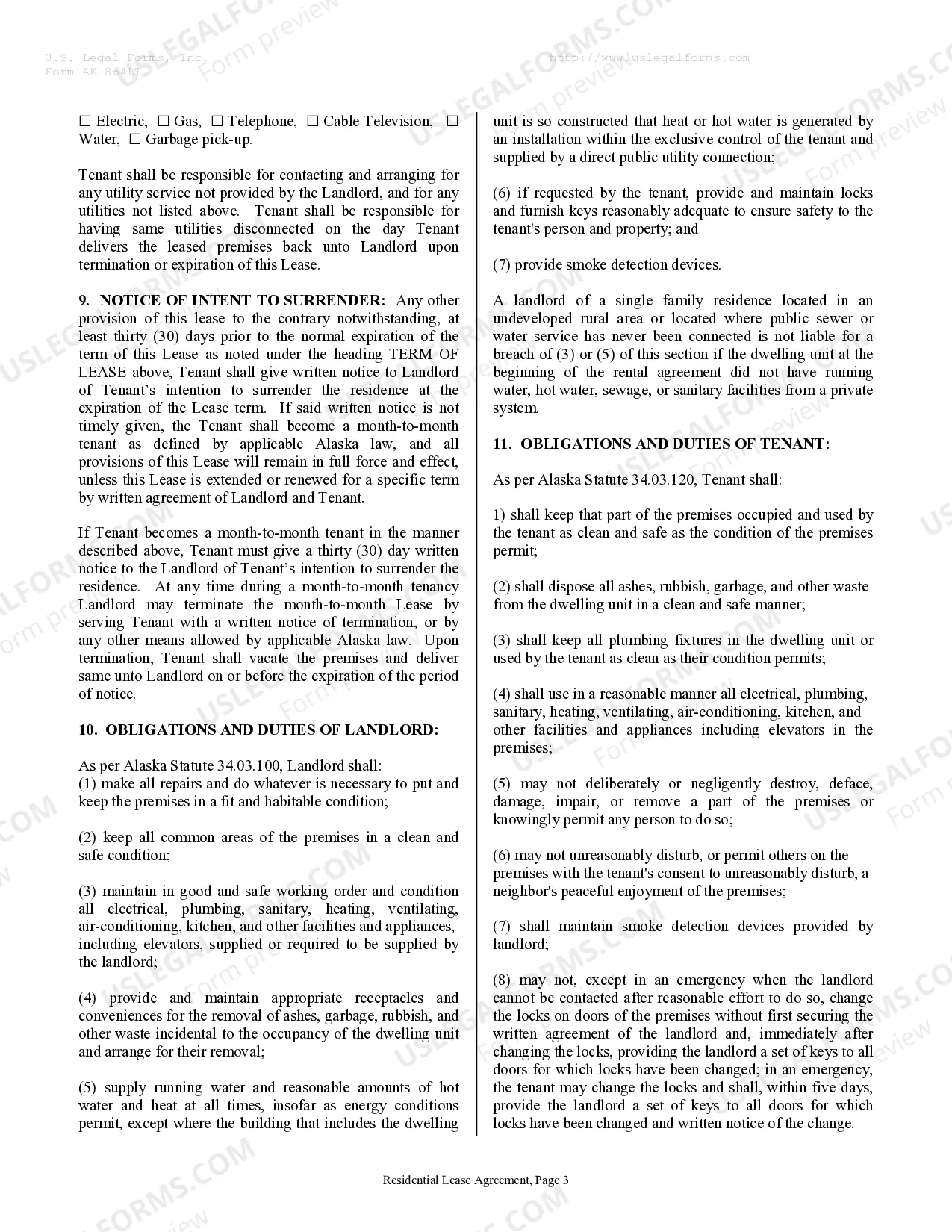 Preview Residential Rental Lease Agreement