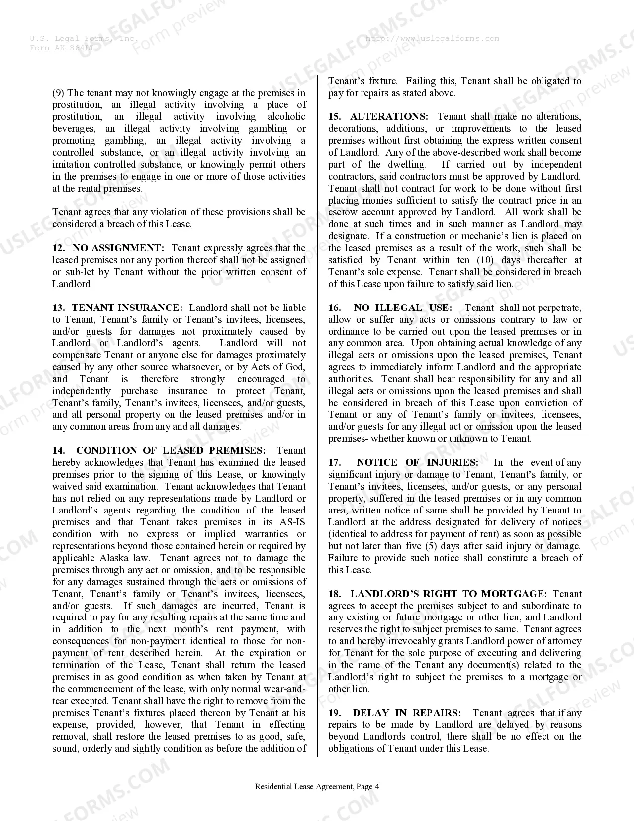 Preview Residential Rental Lease Agreement