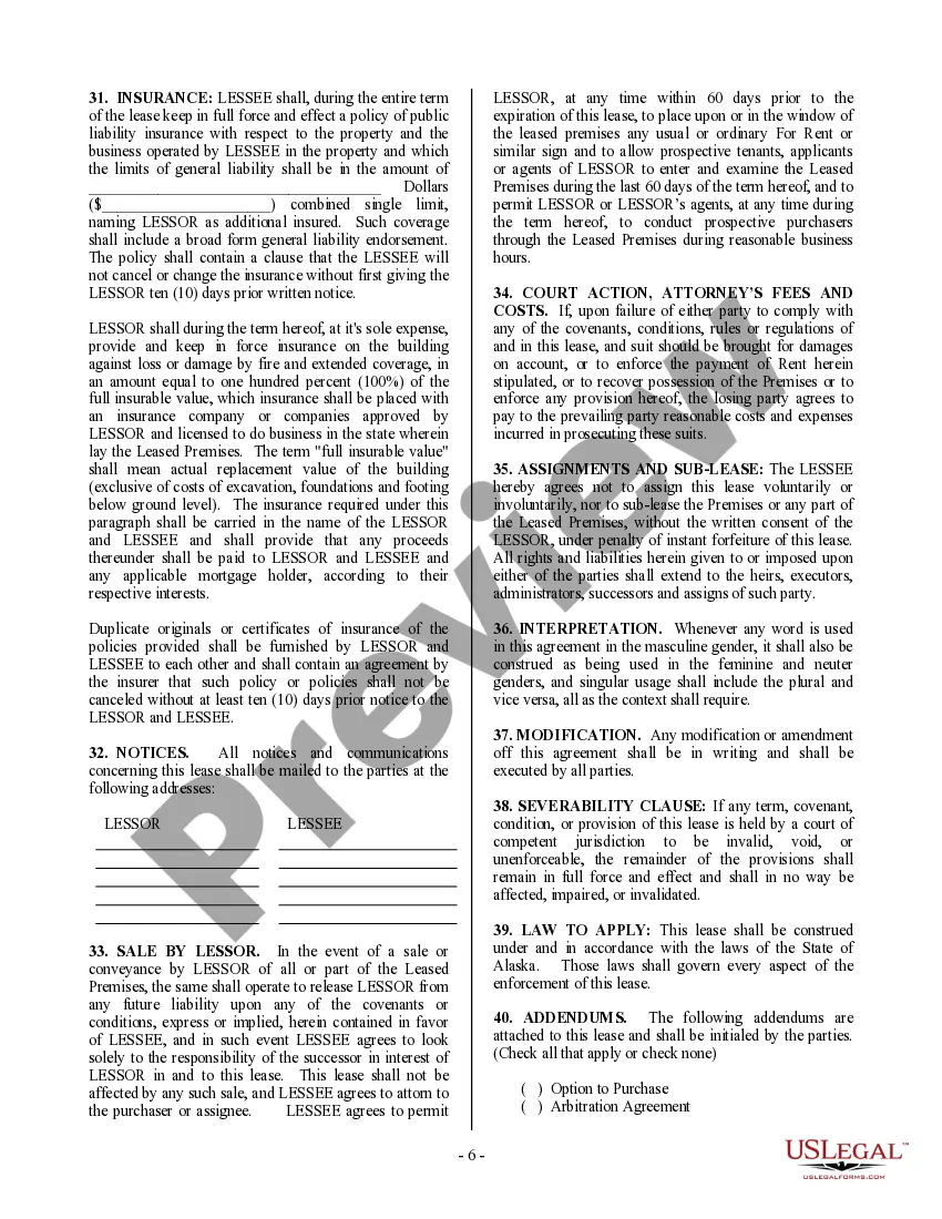 Preview Commercial Building or Space Lease