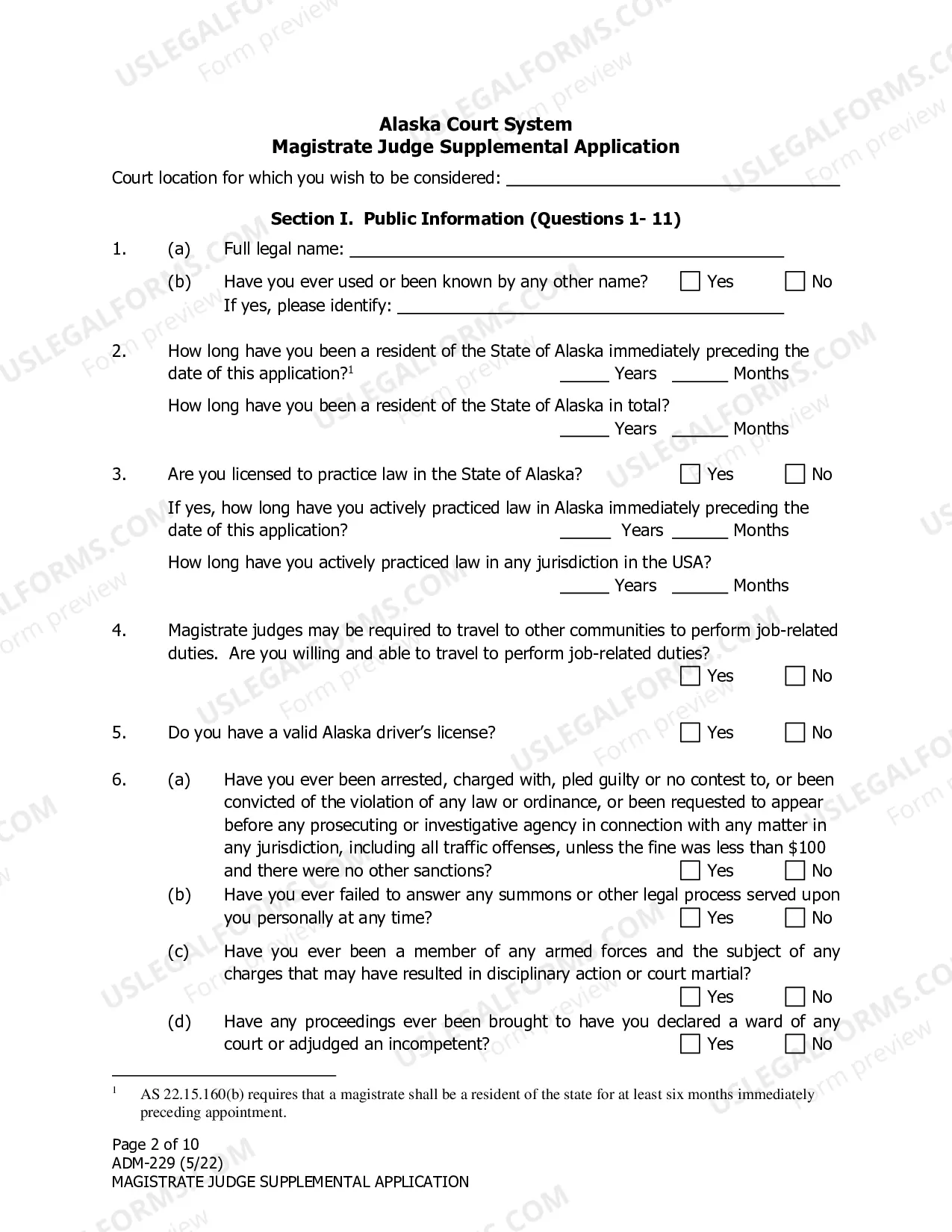 Preview Supplemental Application - Magistrate Positions