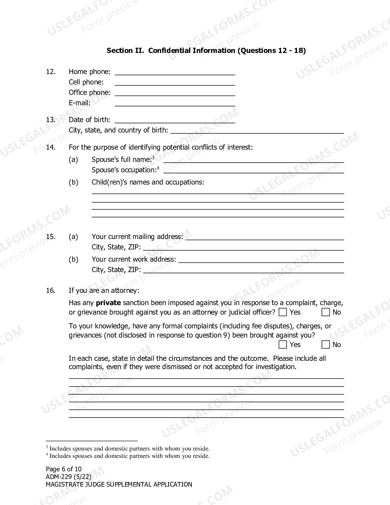 Preview Supplemental Application - Magistrate Positions