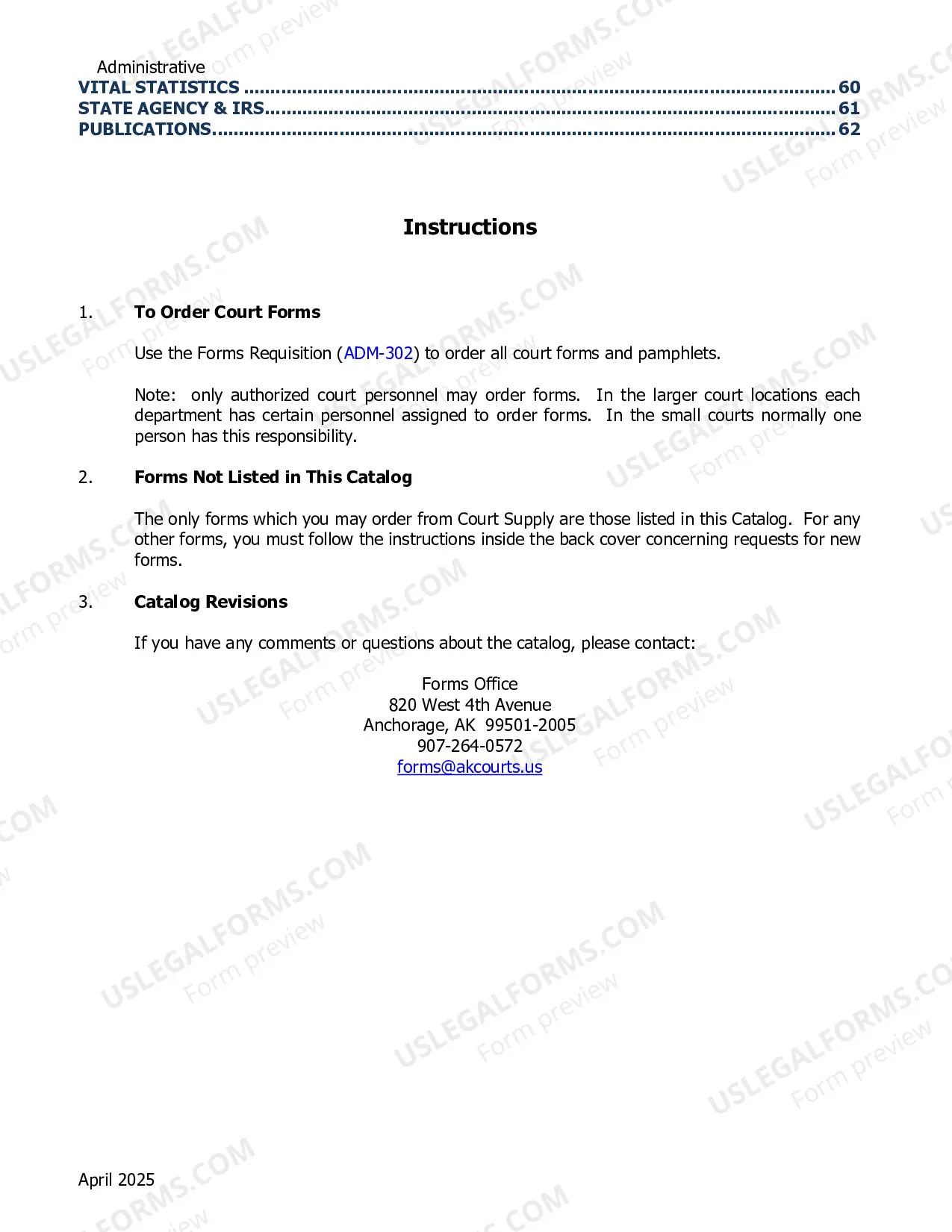 Preview Alaska Court System Forms Catalog