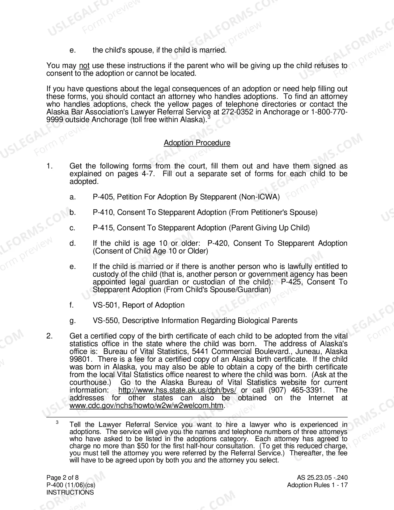 Preview Instructions for a Stepparent to Adopt a Minor Child