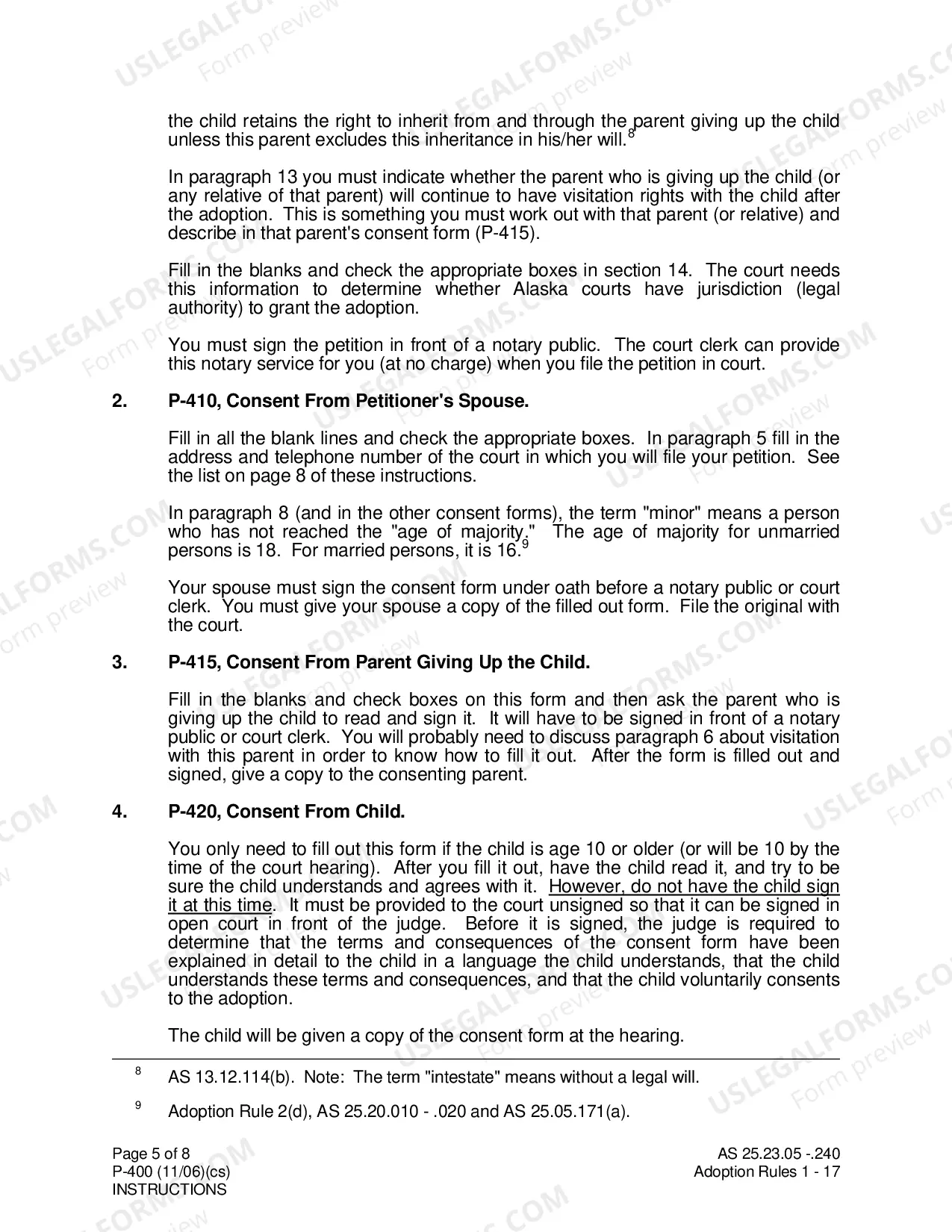 Preview Instructions for a Stepparent to Adopt a Minor Child