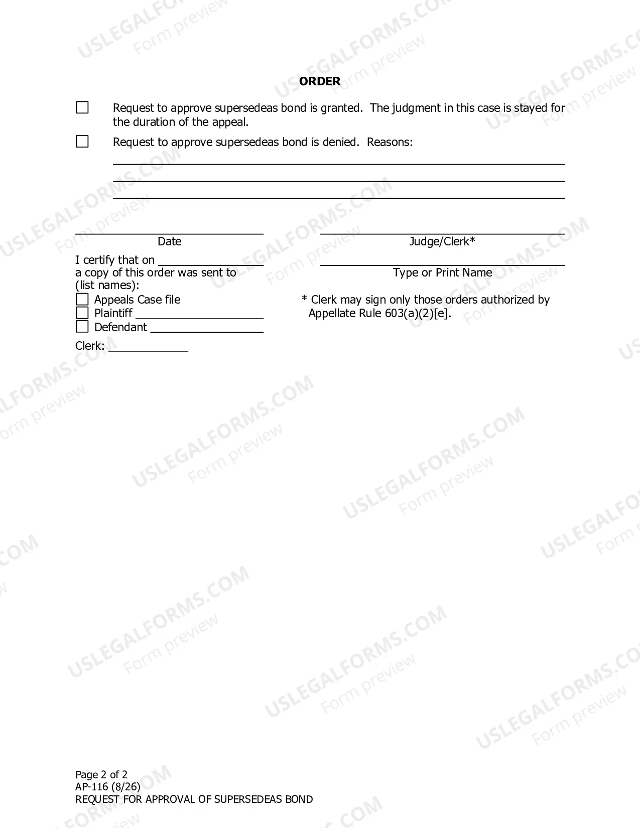 Preview Request for Approval of Supersedeas Bond in District Court Case