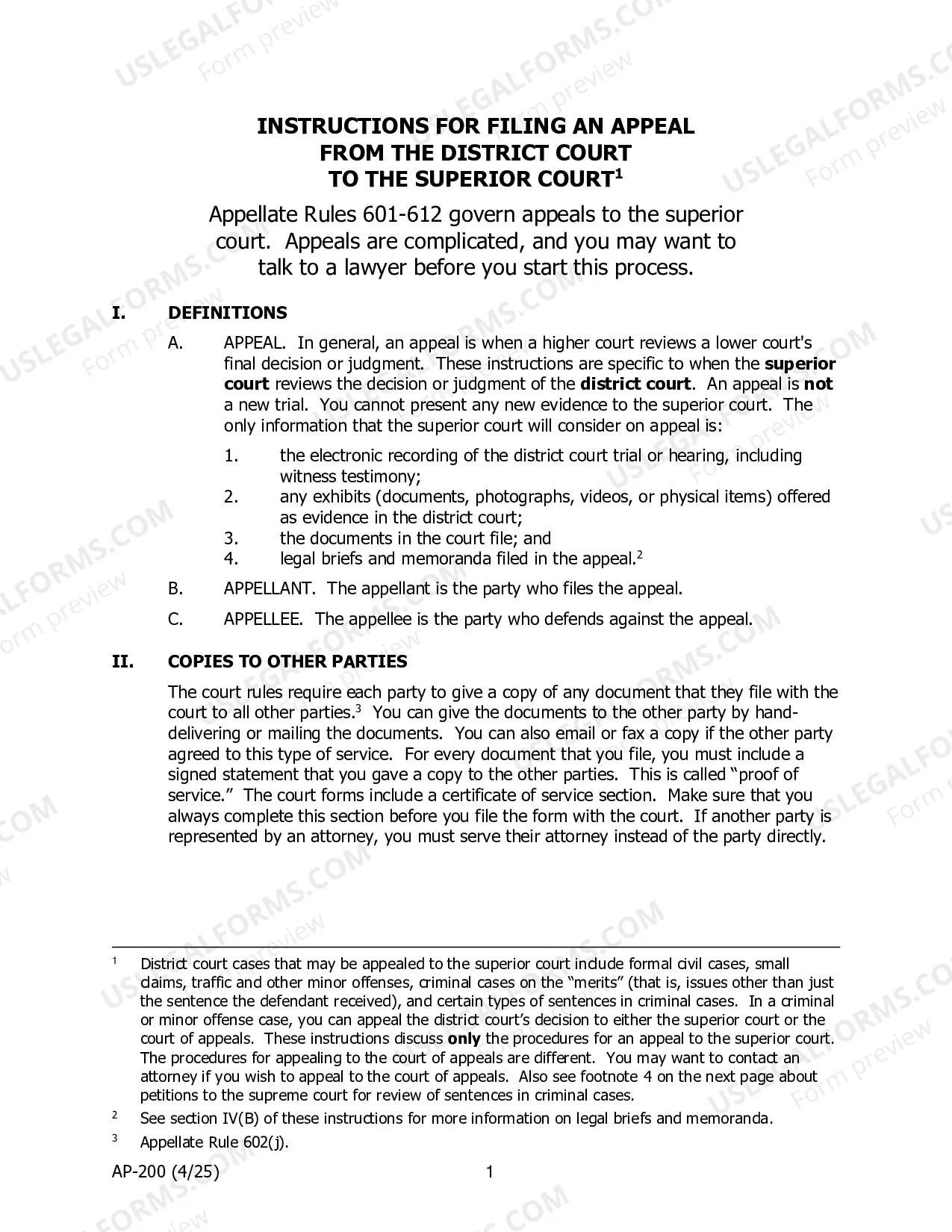 Preview Appellant Instructions - District Court to Superior Court Appeals