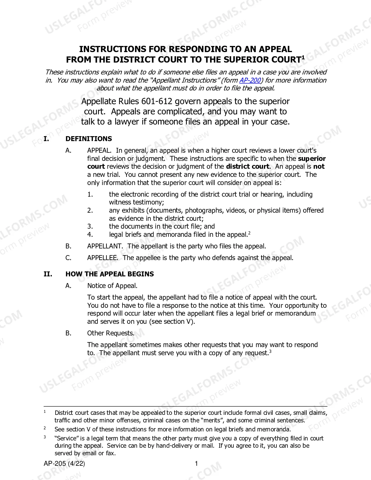 Preview Appellee Instructions - District Court to Superior Court Appeals