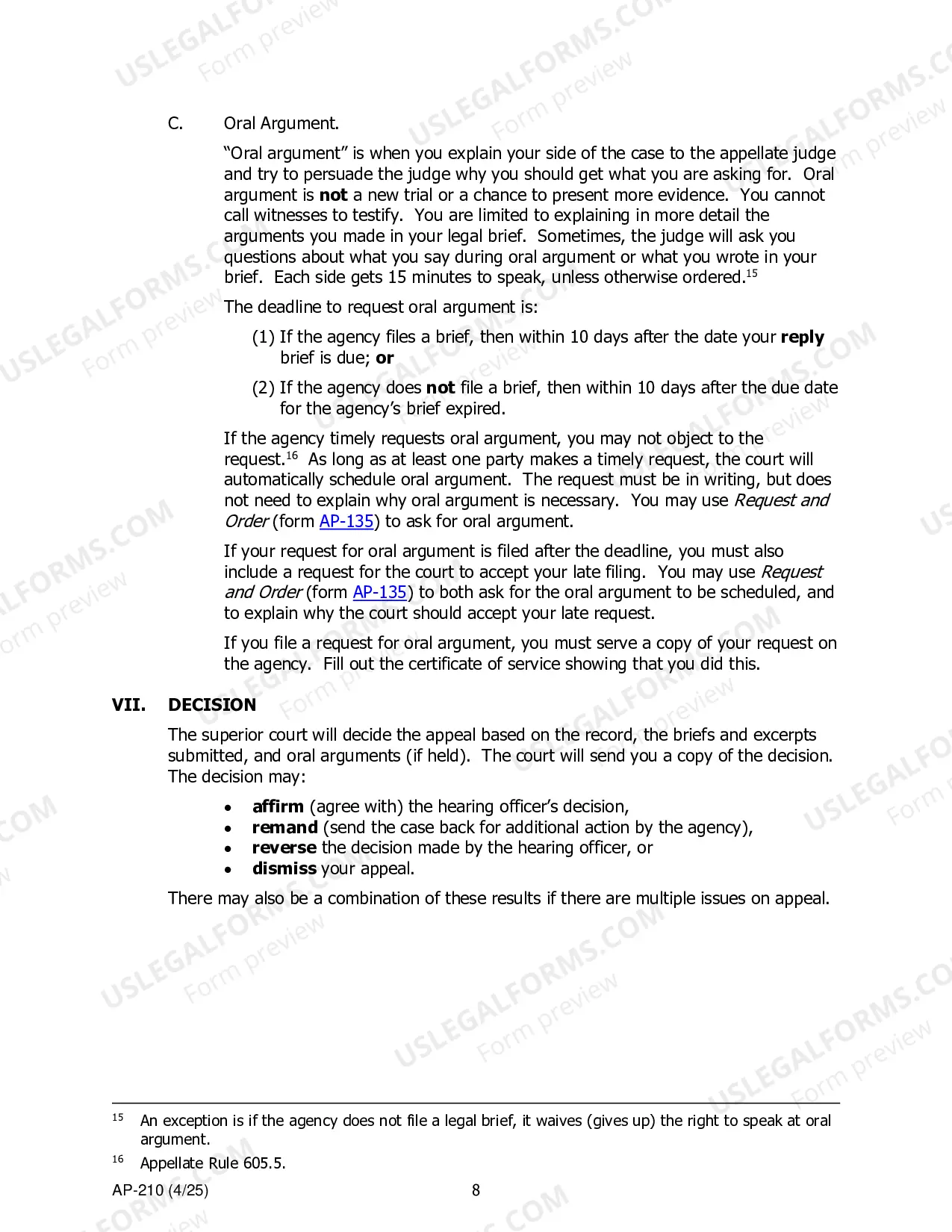 Preview Appellant Instructions - Administrative Appeals to Superior Court