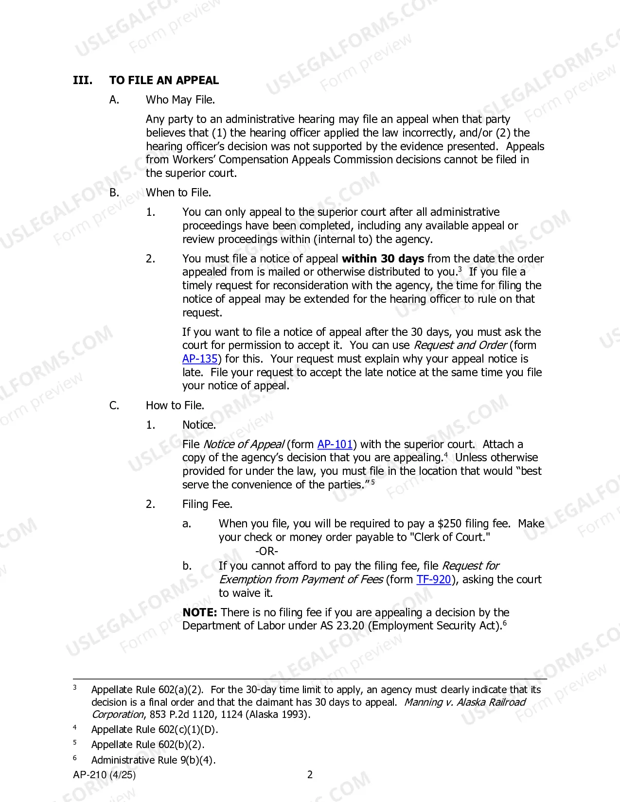Preview Appellant Instructions - Administrative Appeals to Superior Court