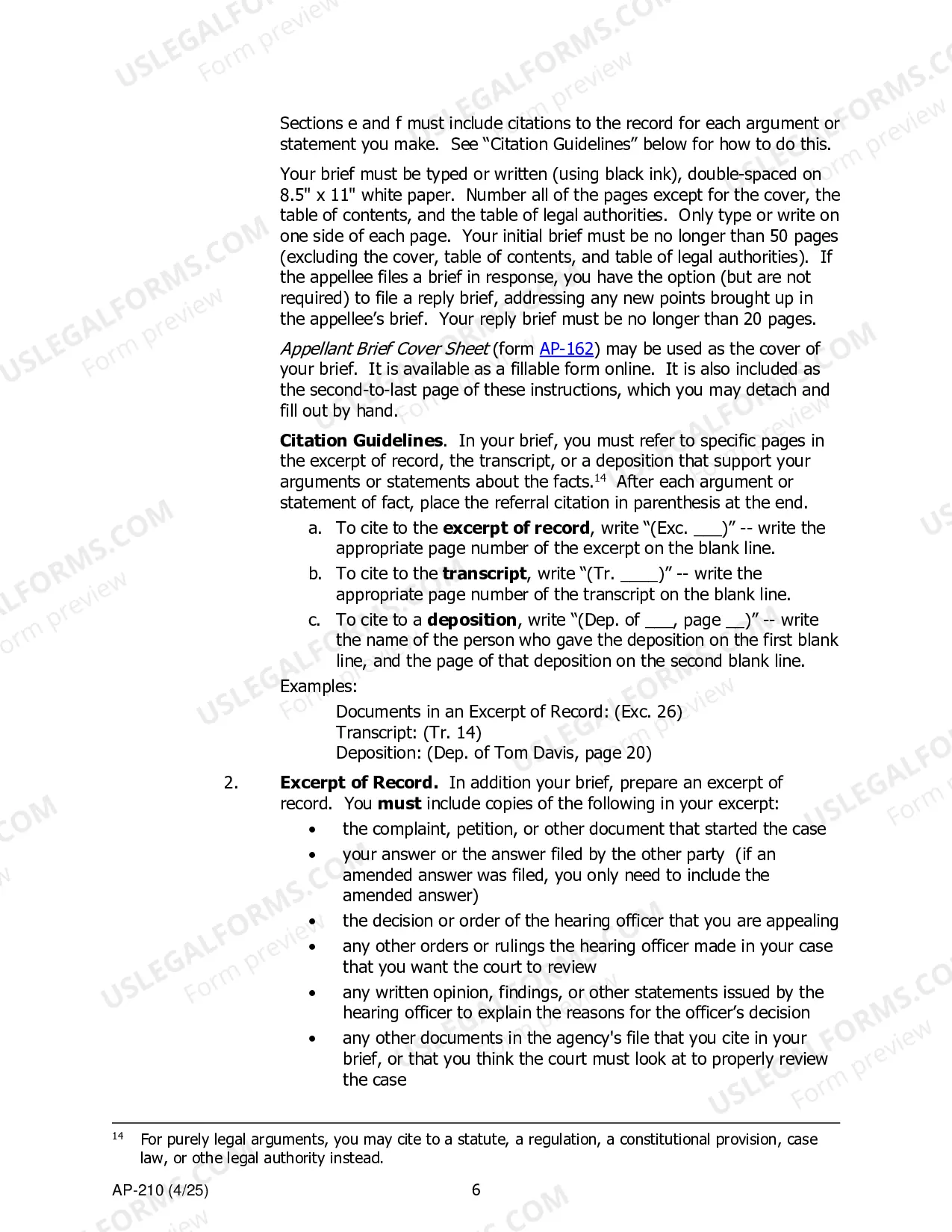 Preview Appellant Instructions - Administrative Appeals to Superior Court
