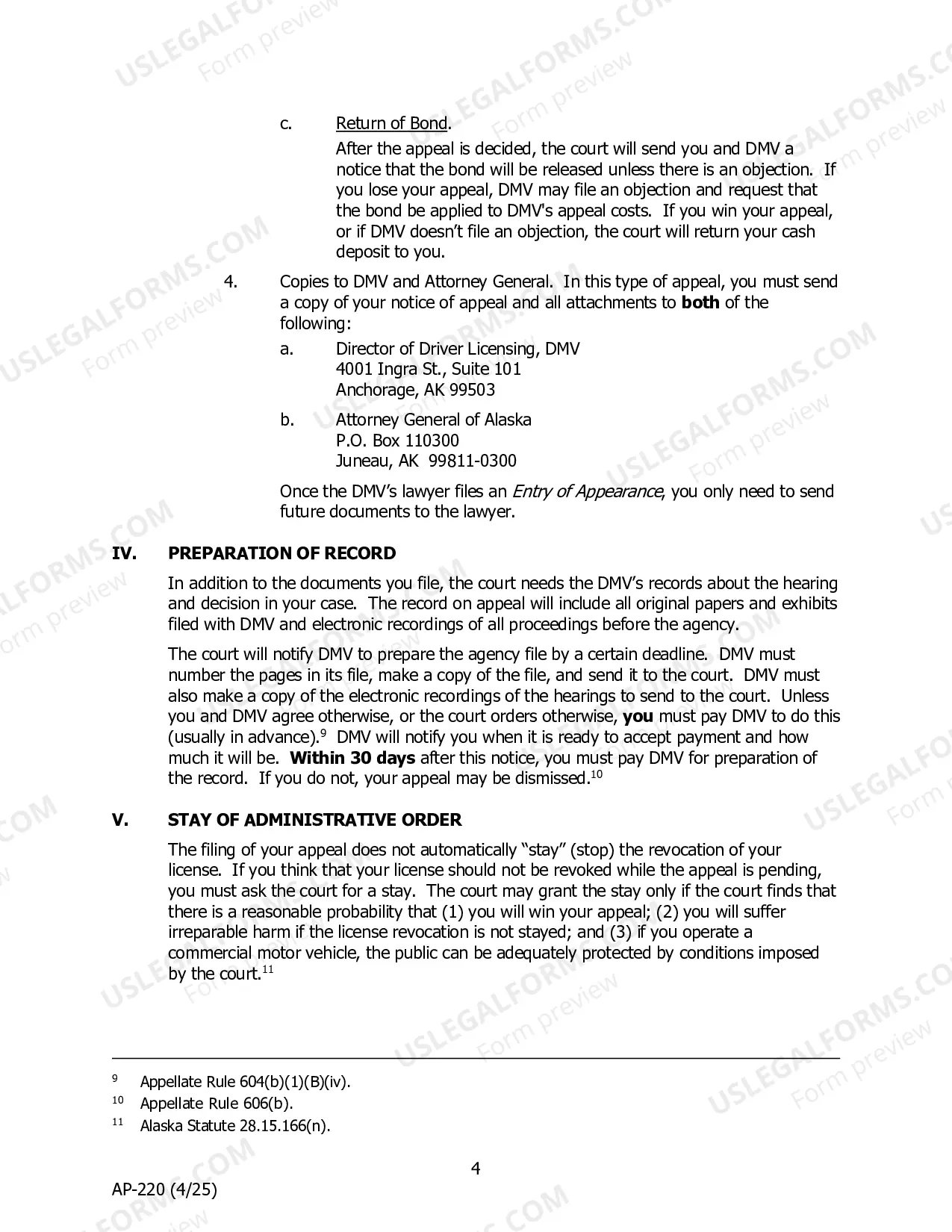 Preview Appellant Instructions - Appeal to Superior Court from Administrative Revocation of Driver's License Under Alaska Statute 28.15.165