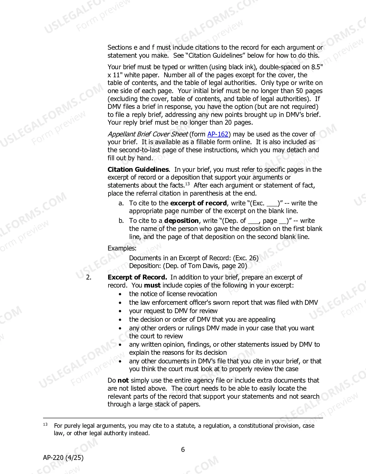 Preview Appellant Instructions - Appeal to Superior Court from Administrative Revocation of Driver's License Under Alaska Statute 28.15.165